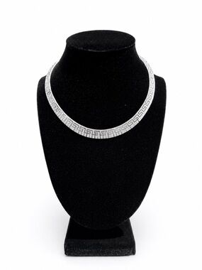 ITAOR Italy 925 Sterling Silver Greek Key Collar Necklace 16” 23.49g